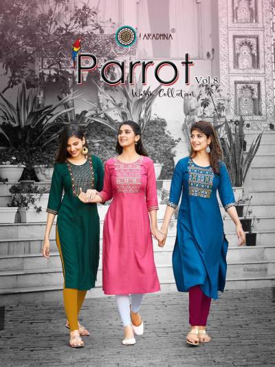 Parrot Vol 8 By Aradhna Embroidery Sequence Work Stylish Kurti Collection